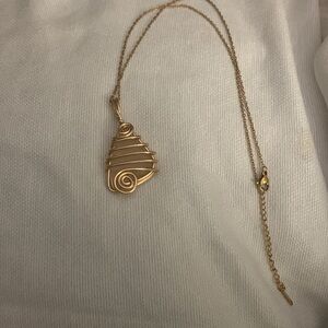 Gold tone wrapped authentic Florida sea glass with stainless steel chain
